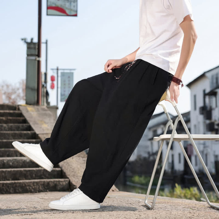 Buddha Stones Spring Fall Retro Casual Solid Long Pants Men's Straight Leg Pants With Pockets - image 18