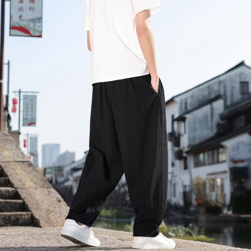 Buddha Stones Spring Fall Retro Casual Solid Long Pants Men's Straight Leg Pants With Pockets - image 15
