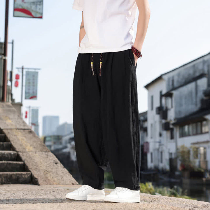 Buddha Stones Spring Fall Retro Casual Solid Long Pants Men's Straight Leg Pants With Pockets - image 13