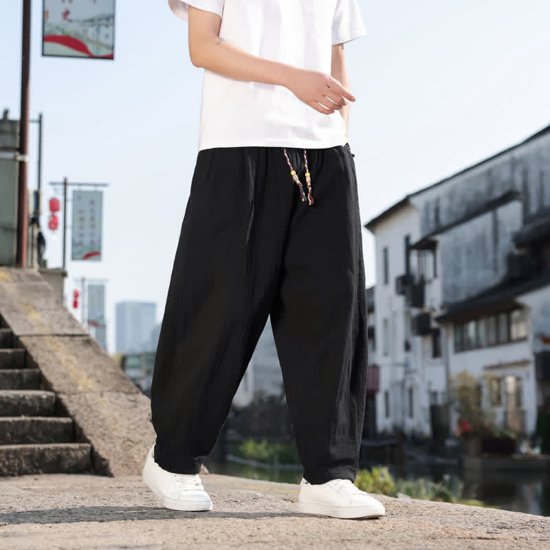 Buddha Stones Spring Fall Retro Casual Solid Long Pants Men's Straight Leg Pants With Pockets - image 16