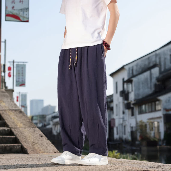 Buddha Stones Spring Fall Retro Casual Solid Long Pants Men's Straight Leg Pants With Pockets - image 21