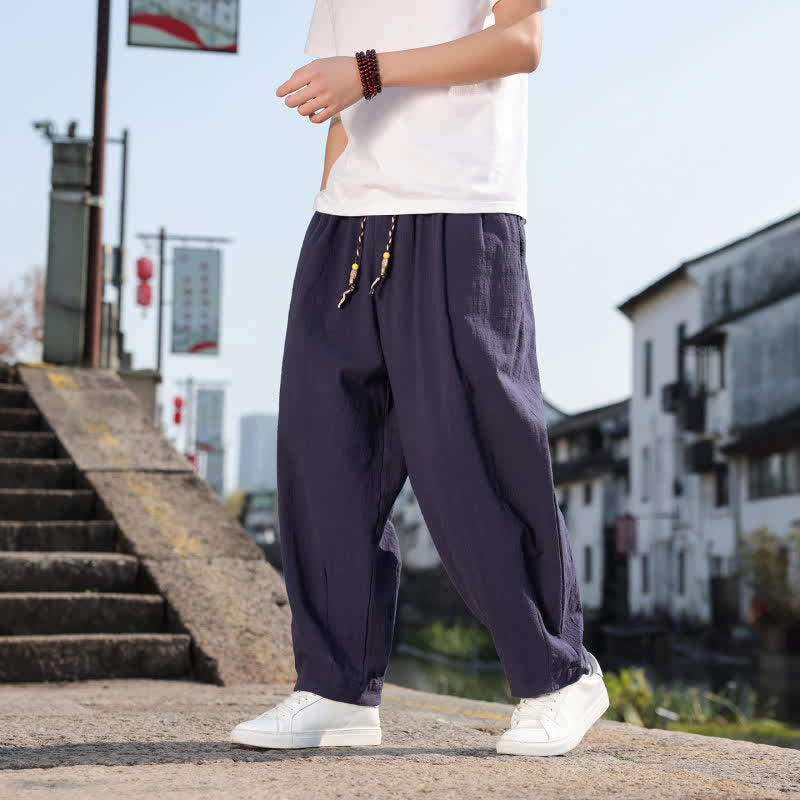 Buddha Stones Spring Fall Retro Casual Solid Long Pants Men's Straight Leg Pants With Pockets - image 24