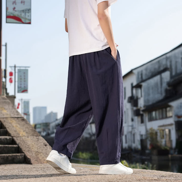 Buddha Stones Spring Fall Retro Casual Solid Long Pants Men's Straight Leg Pants With Pockets - image 23