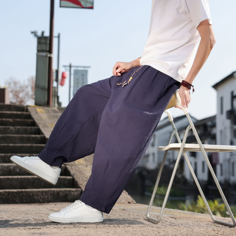 Buddha Stones Spring Fall Retro Casual Solid Long Pants Men's Straight Leg Pants With Pockets - image 26