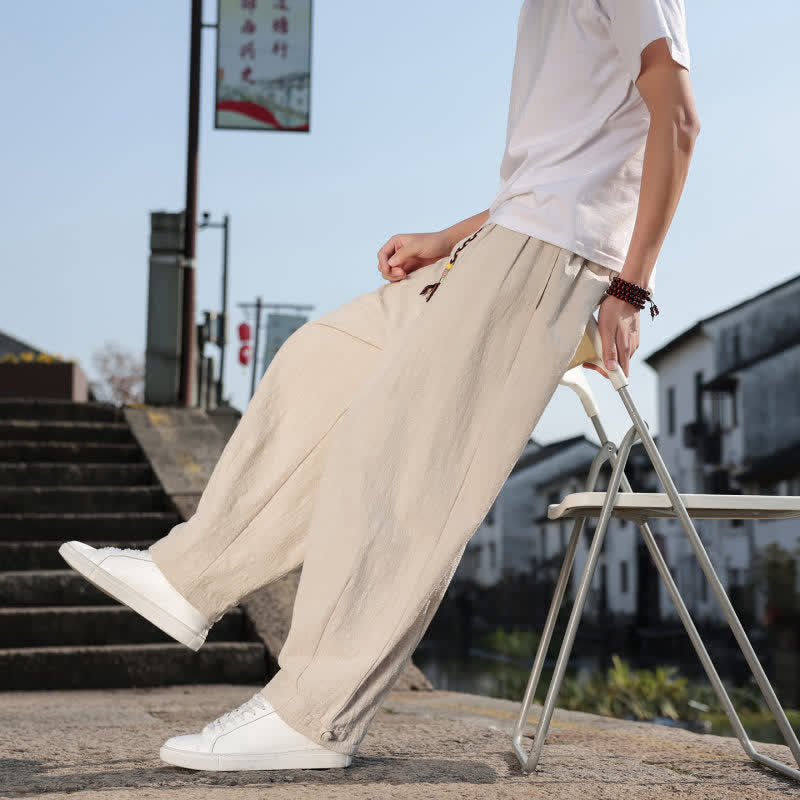 Buddha Stones Spring Fall Retro Casual Solid Long Pants Men's Straight Leg Pants With Pockets - image 33