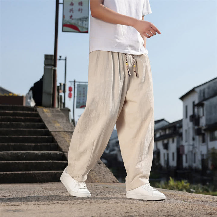 Buddha Stones Spring Fall Retro Casual Solid Long Pants Men's Straight Leg Pants With Pockets - image 28