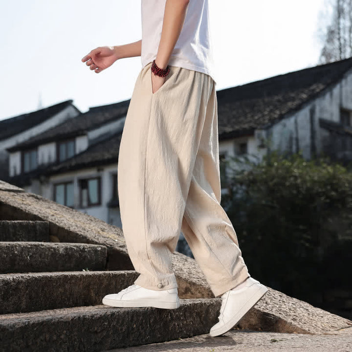 Buddha Stones Spring Fall Retro Casual Solid Long Pants Men's Straight Leg Pants With Pockets - image 32