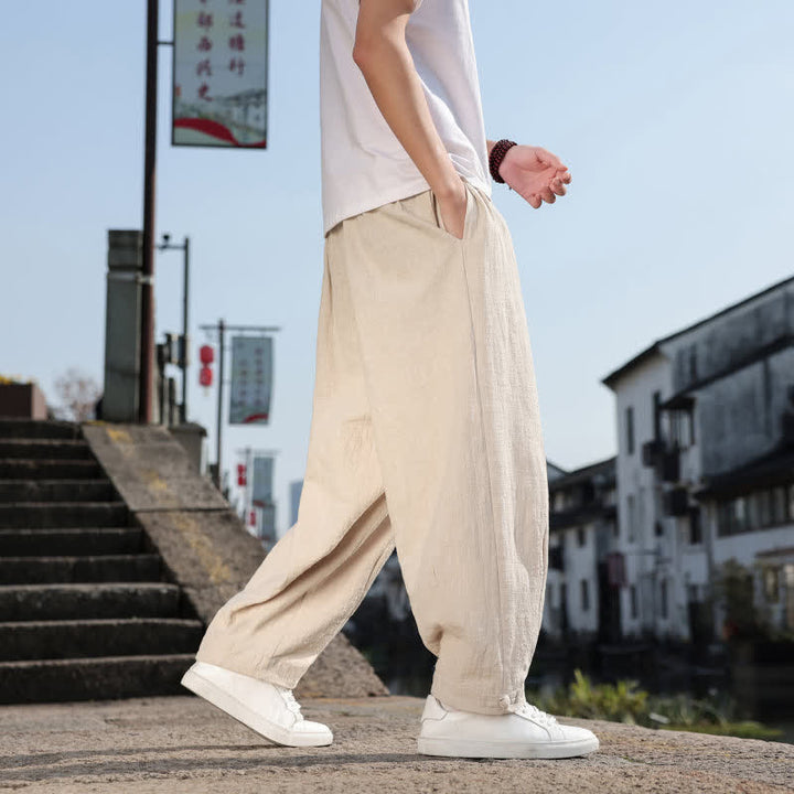Buddha Stones Spring Fall Retro Casual Solid Long Pants Men's Straight Leg Pants With Pockets - image 30