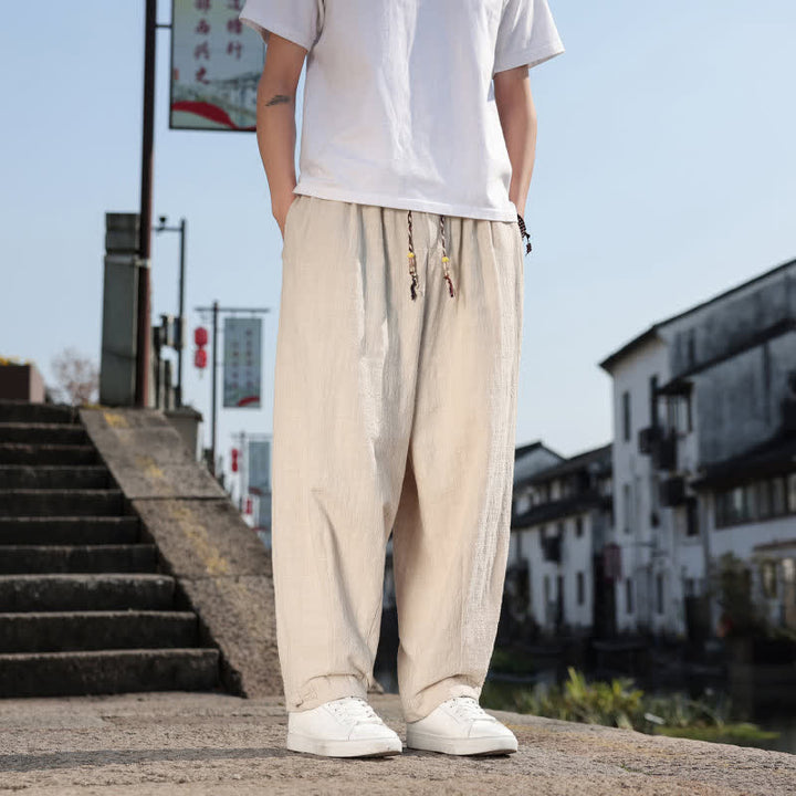 Buddha Stones Spring Fall Retro Casual Solid Long Pants Men's Straight Leg Pants With Pockets - image 31