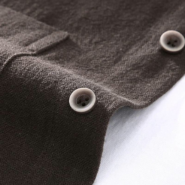 Buddha Stones Spring Fall Tang Style Minimalist Button-Up Solid Ramie Long Sleeve Shirt Pants Men's Meditation Cloth With Pockets - image 3