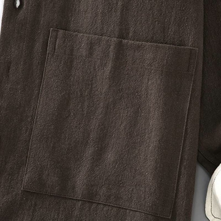 Buddha Stones Spring Fall Tang Style Minimalist Button-Up Solid Ramie Long Sleeve Shirt Pants Men's Meditation Cloth With Pockets - image 5
