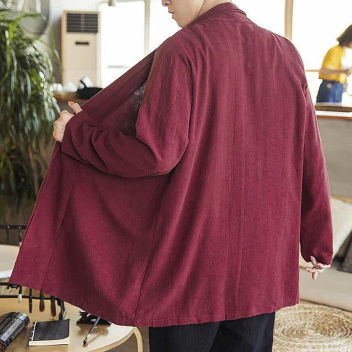Buddha Stones Fall Winter Casual Minimalist Solid Knit Long Sleeve Men's Kimonos - image 7