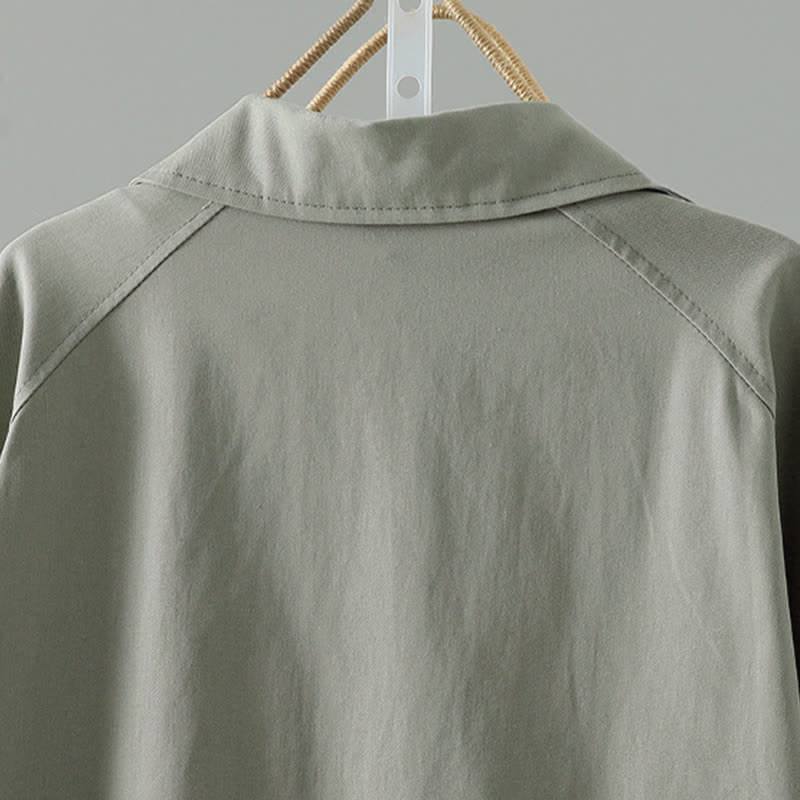 Buddha Stones Spring Fall Casual Minimalist Button-Up Solid Women's Coat With Pocket - image 3
