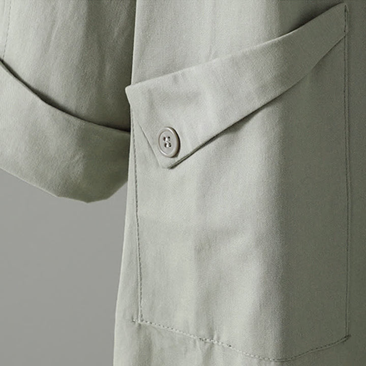 Buddha Stones Spring Fall Casual Minimalist Button-Up Solid Thin Women's Jacket With Pocket - image 5