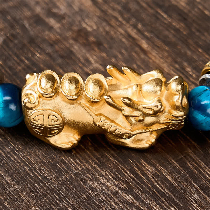 Buddha Stones Blue Tiger Eye Beads Pi Xiu Wealth Courage Bracelet - image 9
