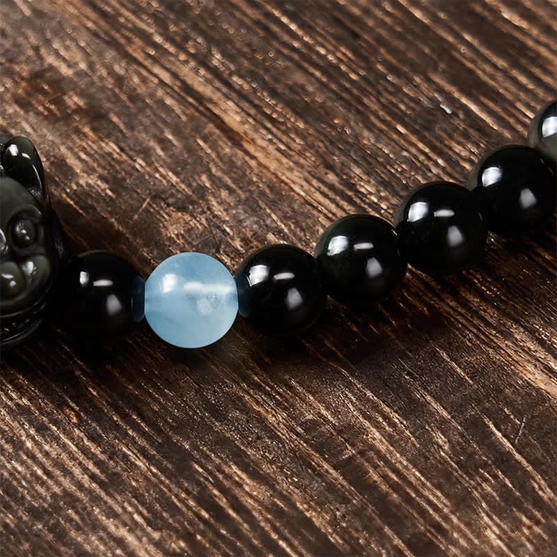 Buddha Stones Rainbow Obsidian Pi Xiu Bracelet for Wealth and Positive Transformation - image 5