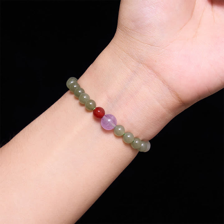 Buddha Stones Natural Hetian Jade Luck Gradient Round Bead Bracelet - image 4