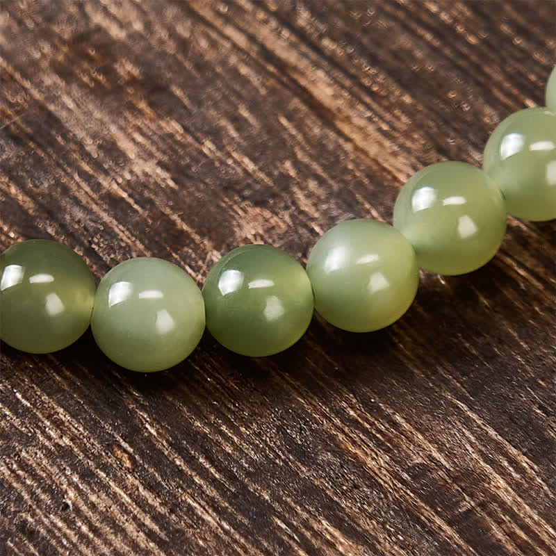 Buddha Stones Natural Hetian Jade Luck Gradient Round Bead Bracelet - image 11