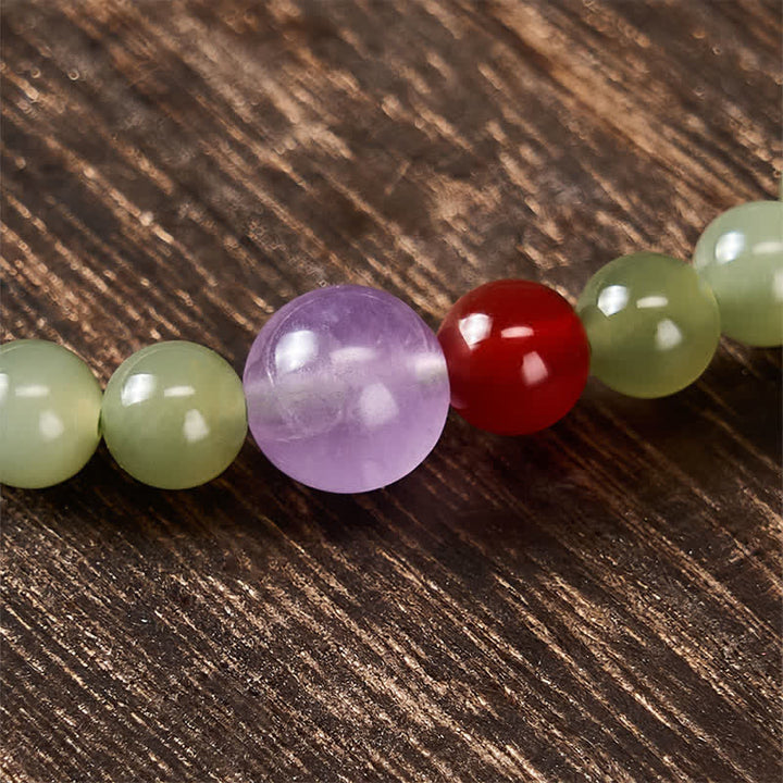 Buddha Stones Natural Hetian Jade Luck Gradient Round Bead Bracelet - image 10