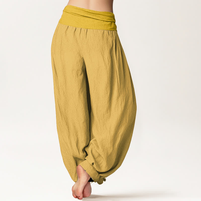 Buddha Stones Goldenrod Women's Pure Cotton Elastic Waist Harem  Pants - image 1