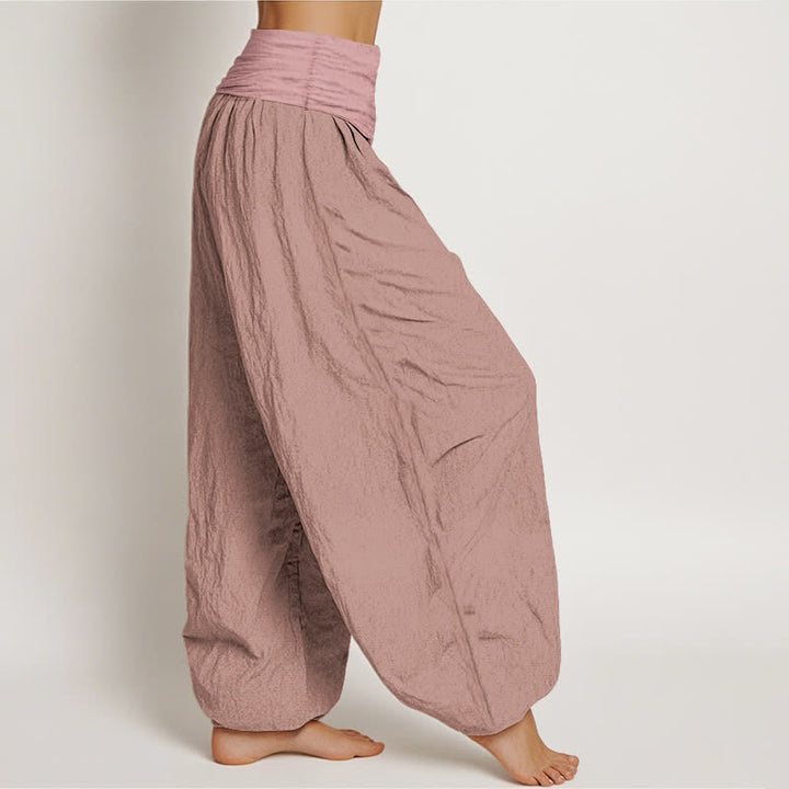 Buddha Stones LightPink Pure Cotton Women's Elastic Waist Harem  Pants - image 2