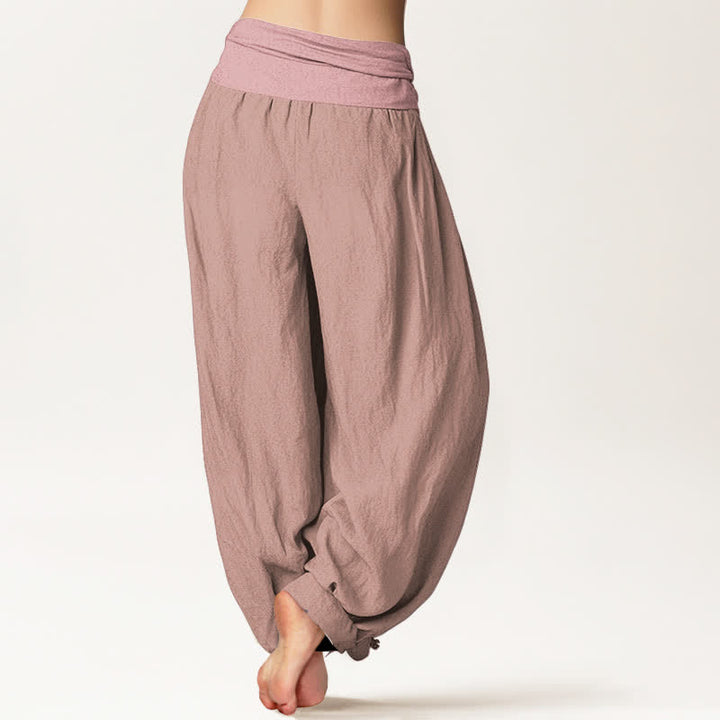 Buddha Stones LightPink Pure Cotton Women's Elastic Waist Harem  Pants - image 1