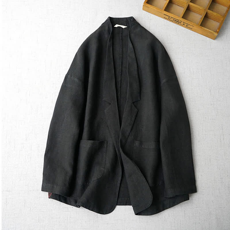 Buddha Stones Spring Fall Casual Minimalist Solid Women's Jacket With Pockets - image 7