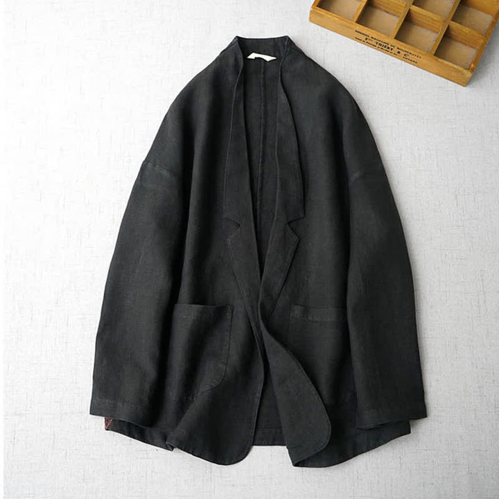 Buddha Stones Spring Fall Casual Minimalist Solid Women's Jacket With Pockets - image 7
