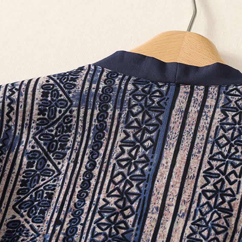Buddha Stones Spring Summer Vintage Bohemian Button-Up Geometric Women's Long Sleeve Shirts - image 3