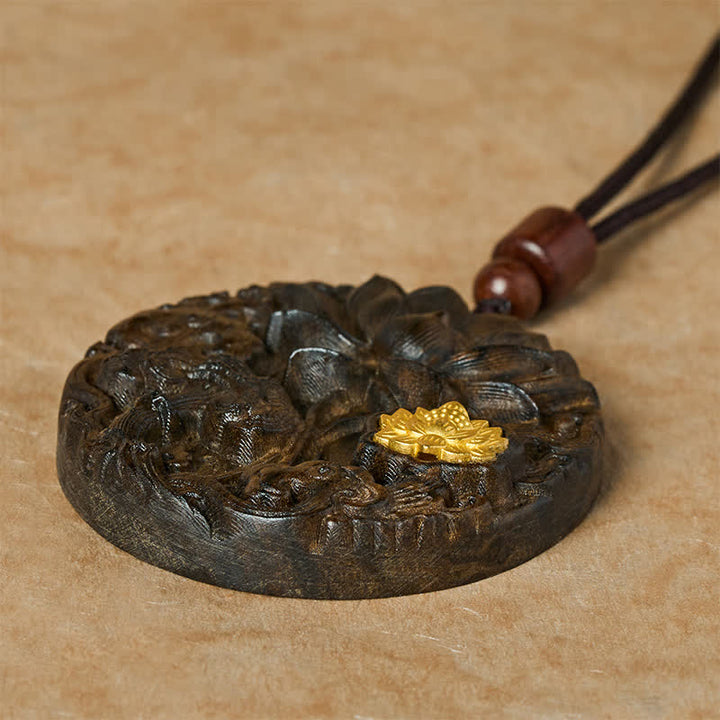 Buddha Stones Lotus Carved Sappanwood Enlightenment Necklace - image 3