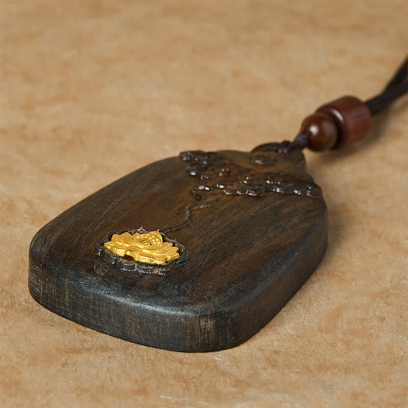 Buddha Stones Sappanwood Auspicious Clouds Lotus Carved New Beginnings Pendant Necklace - image 3
