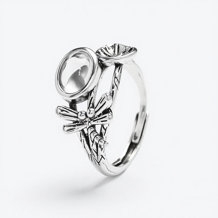 Buddha Stones Copper Lotus Leaf Dragonfly Purity Open Ring - image 3
