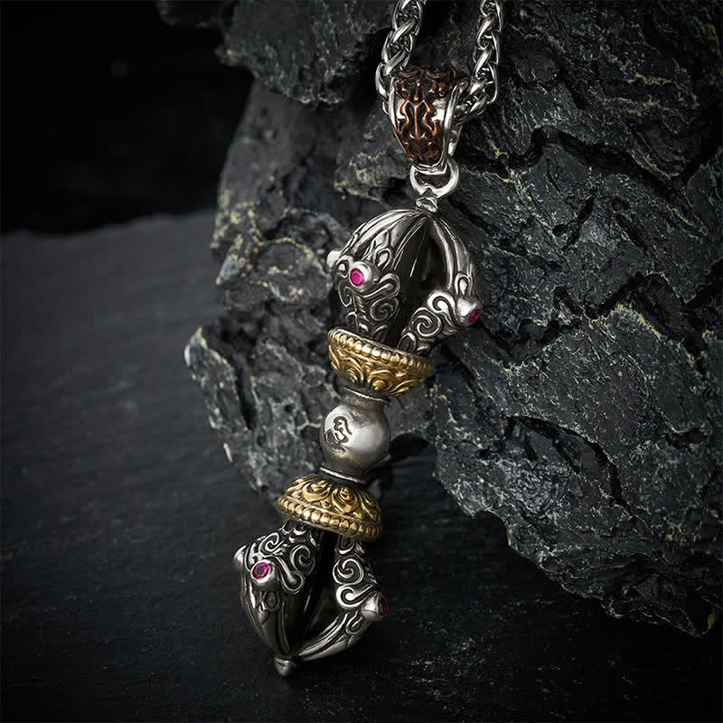Buddha Stones Tibetan Copper Vajra Design Pendant Necklace for Grounding and Spiritual Power - image 3