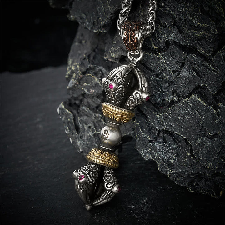 Buddha Stones Tibetan Copper Vajra Design Pendant Necklace for Grounding and Spiritual Power - image 3