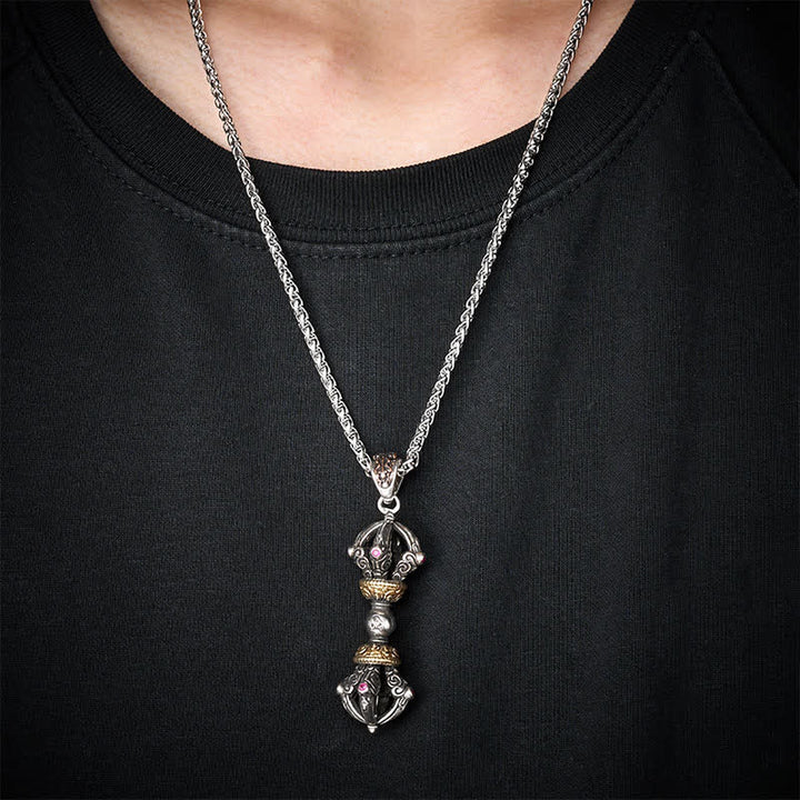 Buddha Stones Tibetan Copper Vajra Design Pendant Necklace for Grounding and Spiritual Power - image 4