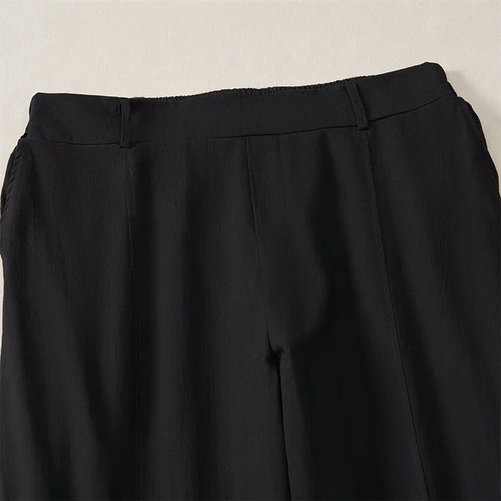 Buddha Stones Spring Summer Casual Basic Solid Ankle Pants Women's Straight Leg Pants With Pockets - image 12
