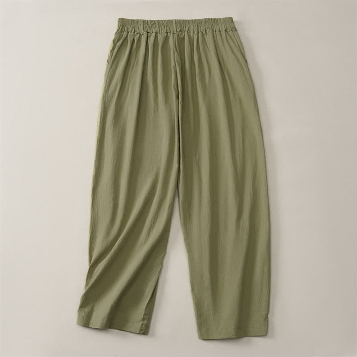 Buddha Stones Spring Summer Casual Basic Solid Ankle Pants Women's Straight Leg Pants With Pockets - image 26