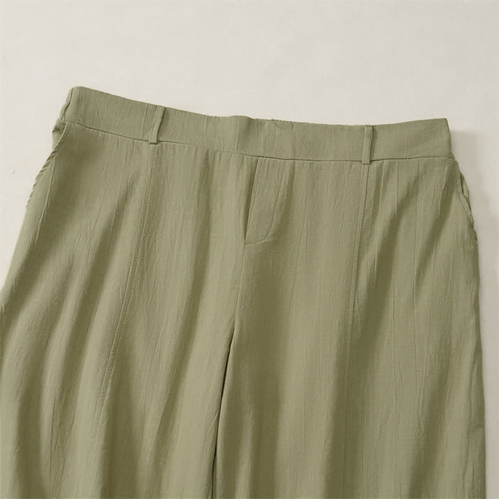 Buddha Stones Spring Summer Casual Basic Solid Ankle Pants Women's Straight Leg Pants With Pockets - image 27