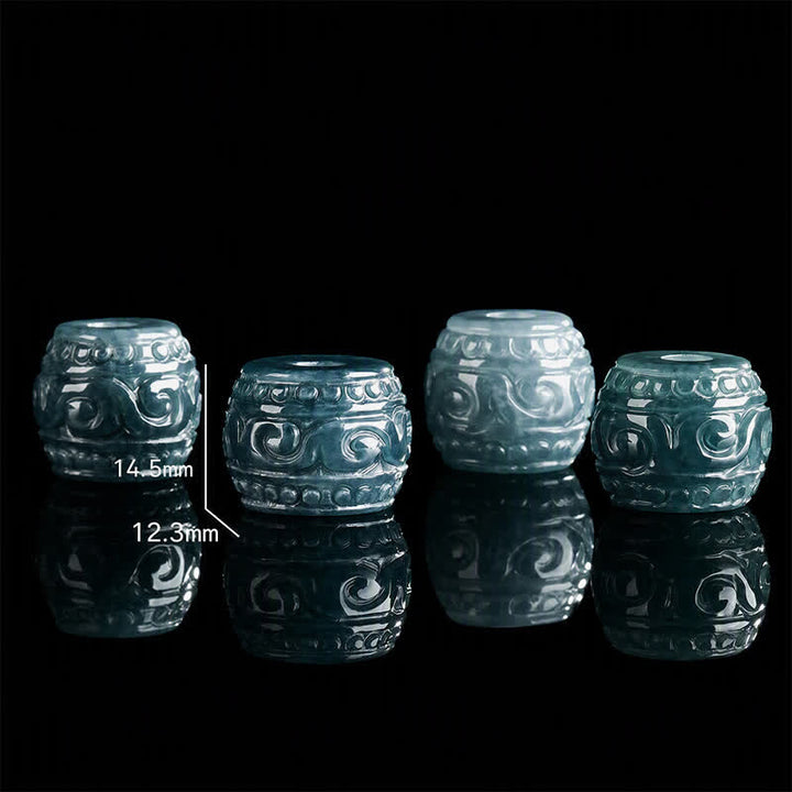 Buddha Stones Jade Engraved Harmony Barrel Pendant Titanium Steel Chain Necklace - image 4