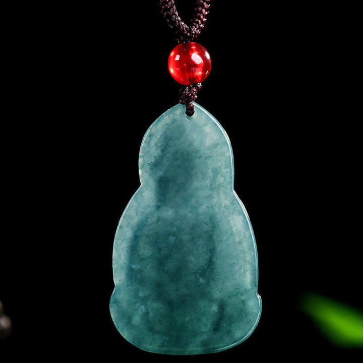 Buddha Stones Jade Avalokitesvara Carved Luck and Compassion Pendant Necklace - image 2