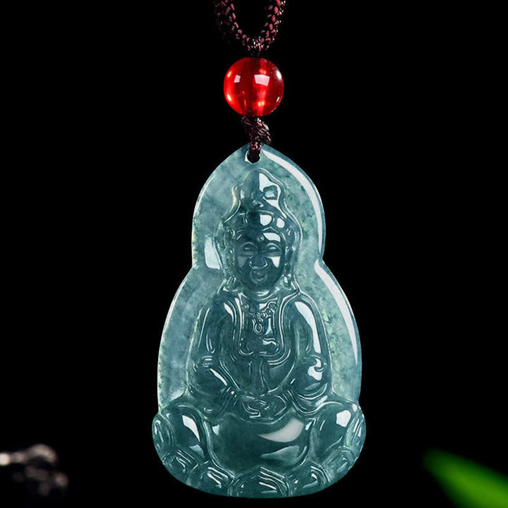 Buddha Stones Jade Avalokitesvara Carved Luck and Compassion Pendant Necklace - image 10