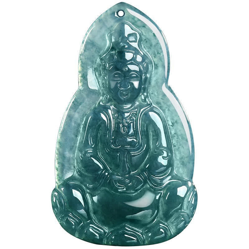 Buddha Stones Jade Avalokitesvara Carved Luck and Compassion Pendant Necklace - image 11