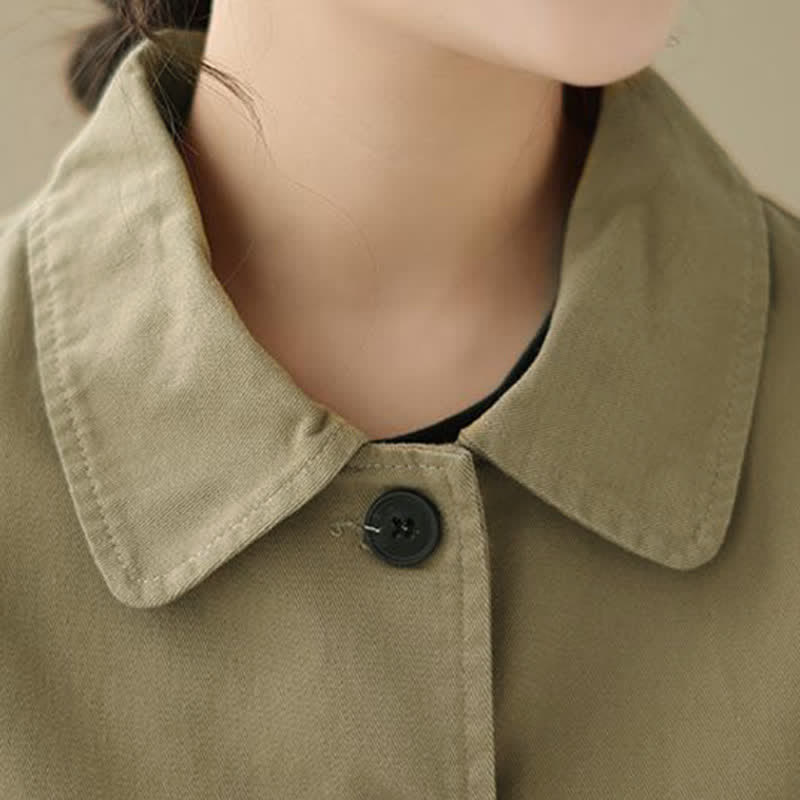 Buddha Stones Spring Fall Casual Minimalist Button-Up Solid Women's Jacket With Pockets - image 6