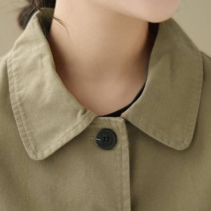Buddha Stones Spring Fall Casual Minimalist Button-Up Solid Women's Jacket With Pockets - image 6