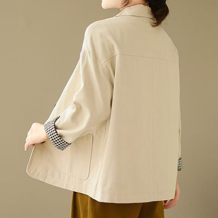 Buddha Stones Spring Fall Casual Minimalist Button-Up Solid Women's Jacket With Pockets - image 22