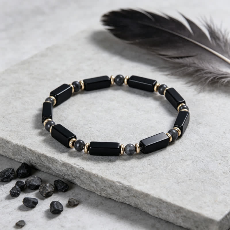 Buddha Stones Black Onyx Protection Copper Accent Bead Bracelet - image 1