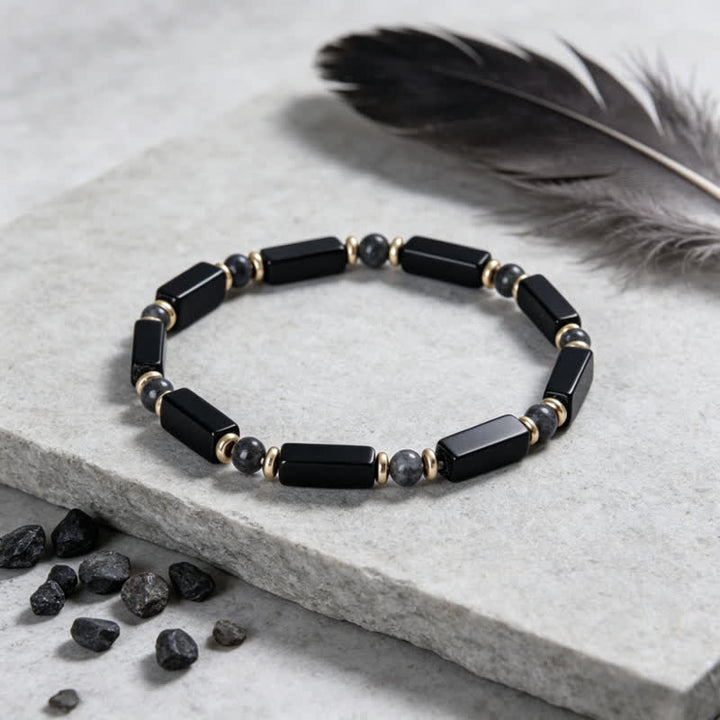 Buddha Stones Black Onyx Protection Copper Accent Bead Bracelet - image 1