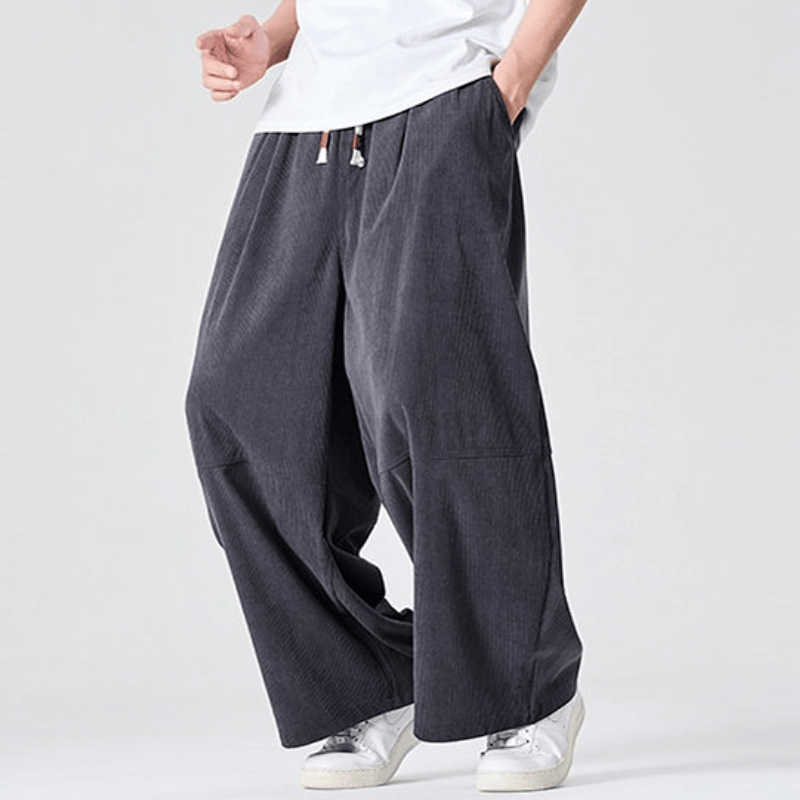 Buddha Stones Fall Winter Casual Corduroy Drawstring Solid Long Pants Men's Straight Leg Pants With Pocket - image 11