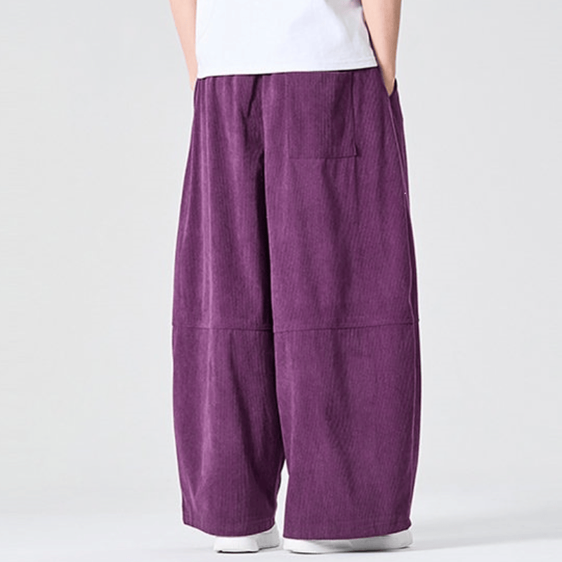 Buddha Stones Fall Winter Casual Corduroy Drawstring Solid Long Pants Men's Straight Leg Pants With Pocket - image 9