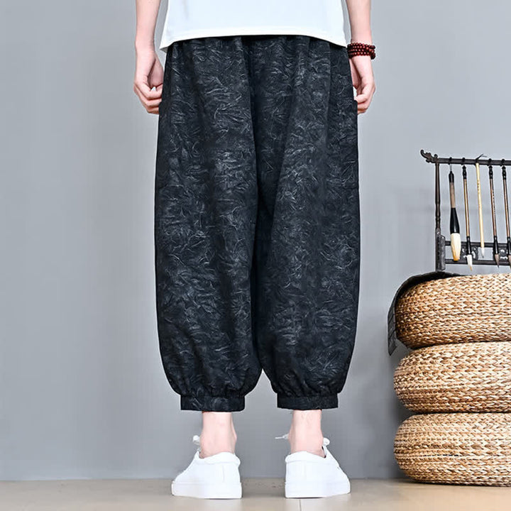 Buddha Stones Spring Summer Casual Boho Drawstring Abstract Capri Pants Men's Harem Pants With Pocket - image 16